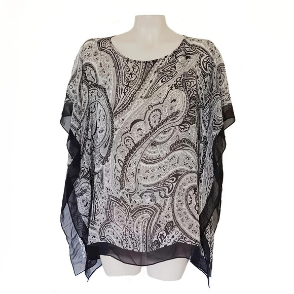 TALBOTS 100% Silk Paisley Print Sheer Blouse - Picture 1 of 4